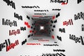 Http symbol sign in white tunnel background 3d render. Hypertext transfer protocol secure web 3