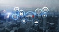 HTTPS inscription background. Internet security concept 2022