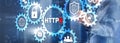 HTTPS inscription background. Internet security concept 2021