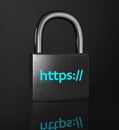 HTTPS padlock on the black background.