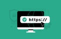 HTTPS security padlock with SSL encryption and lock icon for safe web migration, perfect for secure web site setup Royalty Free Stock Photo