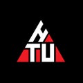 HTU triangle letter logo design with triangle shape. HTU triangle logo design monogram. HTU triangle vector logo template with red