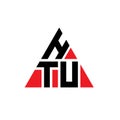 HTU triangle letter logo design with triangle shape. HTU triangle logo design monogram. HTU triangle vector logo template with red