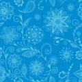 Simple flowers in the styles of mehndi pattern in blue