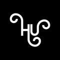 HU letter logo design on black background. HU creative initials letter logo concept. hu letter design. HU white letter design on Royalty Free Stock Photo