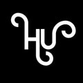 HU letter logo design on black background. HU creative initials letter logo concept. hu letter design. HU white letter design on Royalty Free Stock Photo