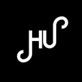HU letter logo design on black background. HU creative initials letter logo concept. hu letter design. HU white letter design on Royalty Free Stock Photo