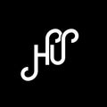 HU letter logo design on black background. HU creative initials letter logo concept. hu letter design. HU white letter design on Royalty Free Stock Photo