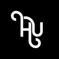HU letter logo design on black background. HU creative initials letter logo concept. hu letter design. HU white letter design on Royalty Free Stock Photo