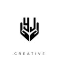 Yj hand shield logo design vector
