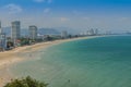 Hua Hin aerial view including sandy beach, green mountain, lands