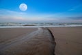 The Hua Hin beach at high tides low season in full moon
