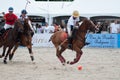 HUA HIN, THAILAND - APRIL 25: India Polo Team (white-red) plays against Thailand Polo Team (white) during 2015 Beach Polo Asia C