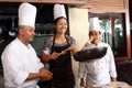 HUA HIN, THAILAND - DEC 29:Li na of China cooking thai food(Pad thai). Before tennis Match Hua hin World Tennis Invitation at In