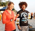 HUA HIN, THAILAND - DEC 28:Victoria Azarenka(pink) of Belarus and Redfoo LMFAO show the ciphers at Intercontinental Hua hin resort Royalty Free Stock Photo