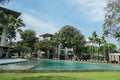 Hua Hin Thailand - December 21 2020: luxury residence with big swimmimg pool at beachside