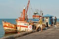 Fishing trawlers at Hua Hin Fishing Pier Royalty Free Stock Photo