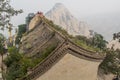 HUA SHAN, CHINA - AUGUST 4, 2018: Building at the peaks of Hua Shan mountain in Shaanxi province, Chi