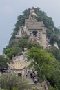 HUA SHAN, CHINA - AUGUST 4, 2018: People at the North Peak of Hua Shan mountain in Shaanxi province, Chi