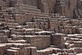 Huaca Pucllana pyramid,with stacked adobe bricks, Miraflores, stacked adobe bricks