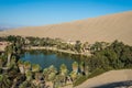 Huacachina lagoon in the peruvian coast at Ica Peru Royalty Free Stock Photo