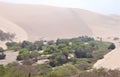 The Huacachina Oasis, in the desert sand dunes near the city of Ica Royalty Free Stock Photo