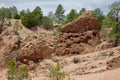 Huaco geologic rock formations in rocky desert landscape in the Santa Fe National Forest between Santa Fe and Albuquerque Royalty Free Stock Photo
