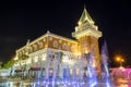Huahin,Thailand - Apr 19 2015 : The venezia building mock and fountain colorful landmark tourist attraction at night