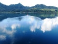 Huahine scene with cruise ship tender Royalty Free Stock Photo