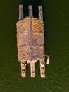 Huai Krathing lake in North Eastern Thailand Isaan , famous for its floating bamboo rafts Royalty Free Stock Photo