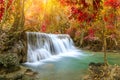 Huai Mae Khamin Waterfall, Khuean Srinagarindra National Park, Kanchanaburi, Thailand Royalty Free Stock Photo