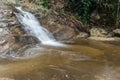 Huai Yang. Small waterfall with water motion in deep rain forest