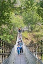 Suspension Bridge near Yuewangting Yuewang Pavilion at Taroko National Park. a famous tourist spot in Xiulin, Hualien, Taiwan