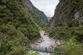 Hualien, Taiwan-October 25,2018:Landscape View in Taroko green rope bridge, Taroko national park Royalty Free Stock Photo