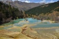Huang long Yellow Dragon is a scenic and historic interest area in the northwest part of Sichuan, China. Royalty Free Stock Photo