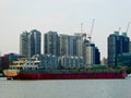 Huangpu river cargo boats in Shanghai Royalty Free Stock Photo