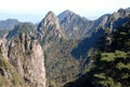 Huangshan Mountain in Anhui Province, China. A beautiful panoramic mountain view of the rocky peaks Royalty Free Stock Photo