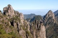 Huangshan Mountain in Anhui Province, China. A beautiful panoramic mountain view of the rocky peaks Royalty Free Stock Photo
