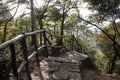 Huangshan Mountain in Anhui Province, China. Path through the forest near Fairy Walking Bridge Royalty Free Stock Photo