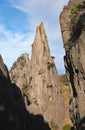 Huangshan Mountain in Anhui Province, China. Rocky pinnacle on Huangshan summit near Flying-Over Rock