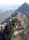 Huangshan Mountain in Anhui Province, China. The steep path to the summit of Lotus Peak