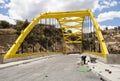 HUARAZ, PERU - NOVEMBER 29, 2014: Transit bridge in the streets of Huaraz in sun