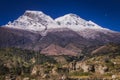 Huascaran Mountain massif in Cordillera Blanca, snowcapped Andes, Ancash, Peru