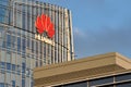 Huawei logo on a building Royalty Free Stock Photo