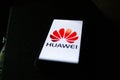 Huawei logo displayed on Huawei smartphone