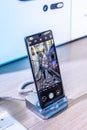 Huawei P30 Pro smartphone, presentation features of P30 Pro with Android at Huawei exhibition pavilion showroom,
