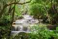 Huay Mae Kamin or Huai Mae Khamin Waterfall at Khuean Srinagarindra National Park or Srinagarind Dam National Park in Kanchanaburi