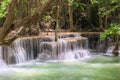 Huay Mae Kamin or Huai Mae Khamin Waterfall at Khuean Srinagarindra National Park or Srinagarind Dam National Park in Kanchanaburi