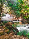 Huay Mae Khamin waterfall in Kanchanaburi, Thailand South east asia Jungle landscape with amazing turquoise water of cascade Royalty Free Stock Photo