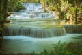 Huay Mae Khamin waterfall in Kanchanaburi, Thailand South east asia Jungle landscape with amazing turquoise water of cascade Royalty Free Stock Photo